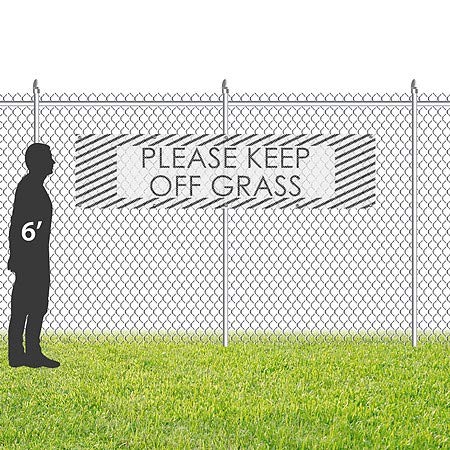 Cgsignlab | אנא שמור על דשא -שטוף לבן באנר ויניל רשת חיצוני עמיד לרוח | 8'x2 '
